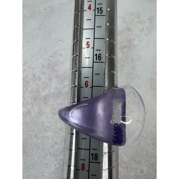 Women's Fashion Jewelry Purple Checkered Trendy Statement Dome Ring - Size 7 Y2K - Picture 5 of 8